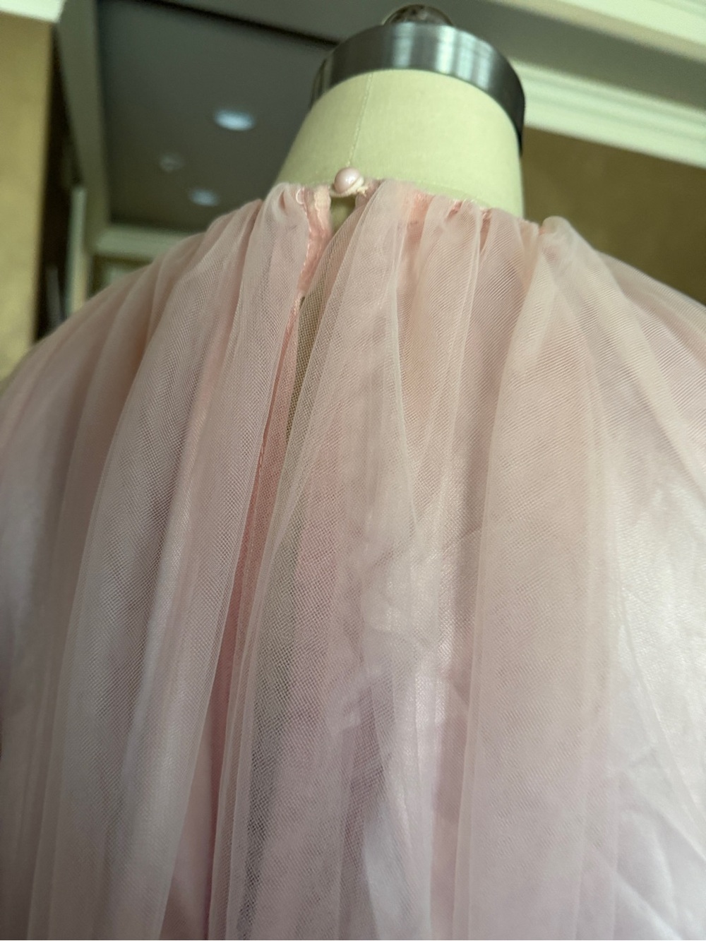 Pink Tulle Ruffled Dress - Elegant Party Dress - Picture 7 of 8